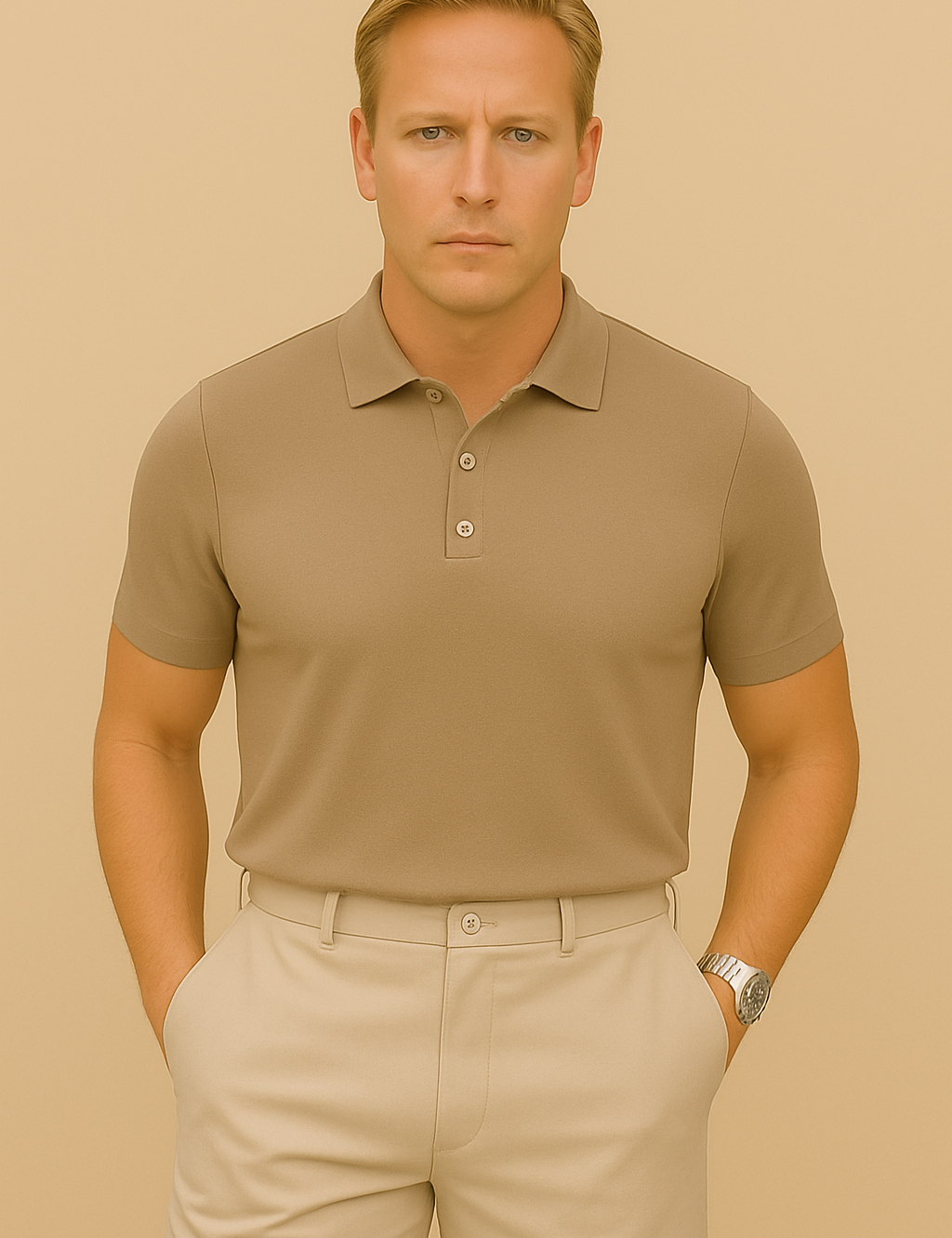 Camisa Polo Masculina com Botão