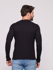 Camiseta Manga Longa Canelada Gola Redonda