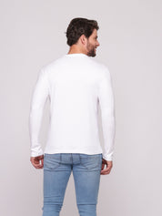 Camiseta Manga Longa Canelada Gola Redonda