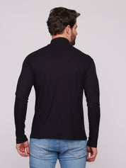 Camiseta Manga Longa Canelada Gola Alta